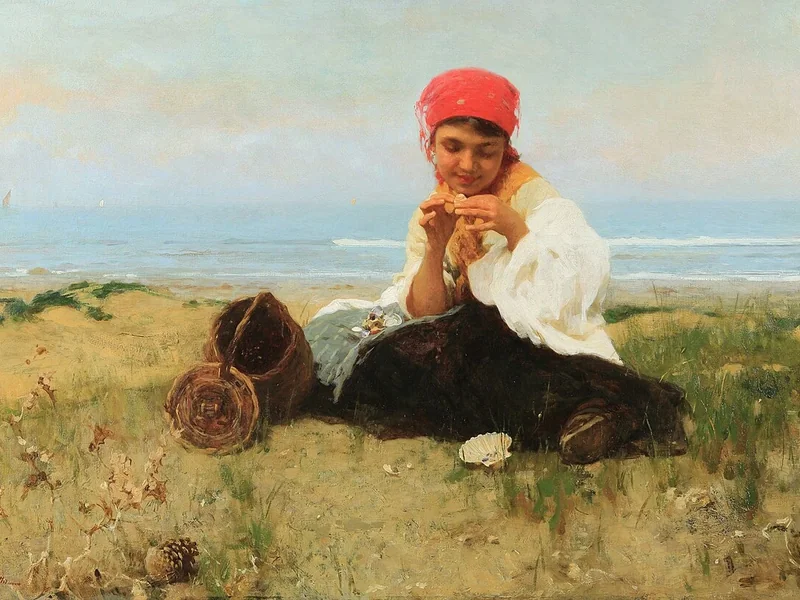 1853-Silvio Giulio Rotta - Bambina sulla spiaggia (1889)